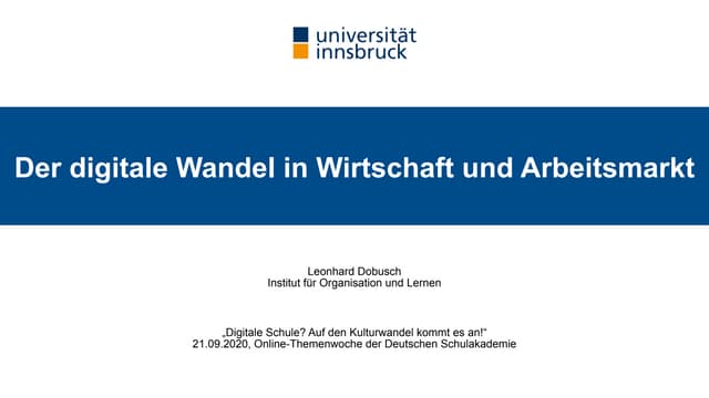 Der digitale Wandel in Wirtschaft und Arbeitsmarkt