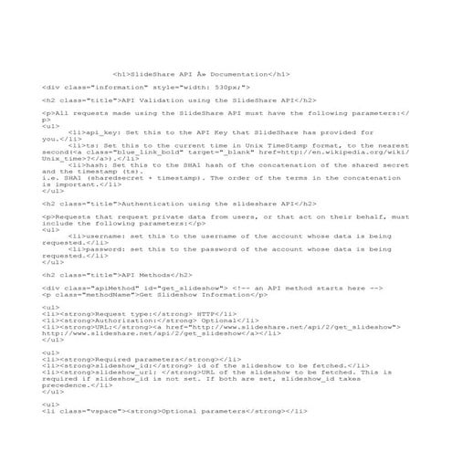 Slideshare Api Doc | PDF