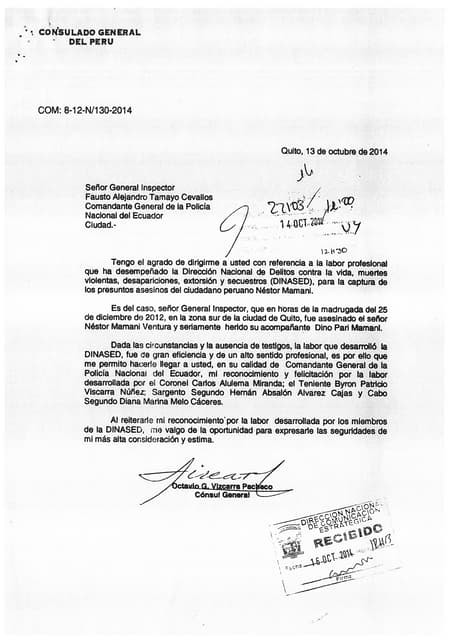 Cartas agradecimiento policía
