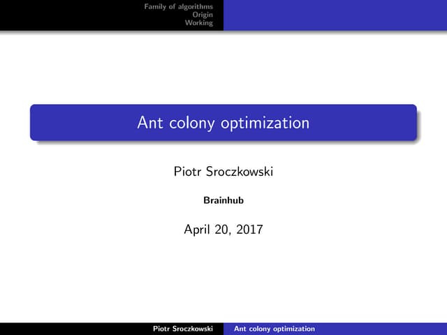 Ant Colony Optimization (Heuristic ...