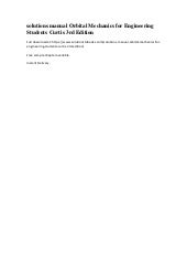Solutions Manual Orbital Mechanics For Engineering Students Curtis 3r