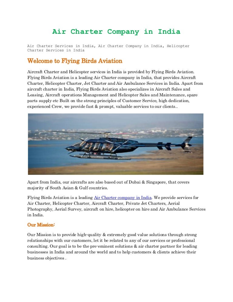 air charter company in india