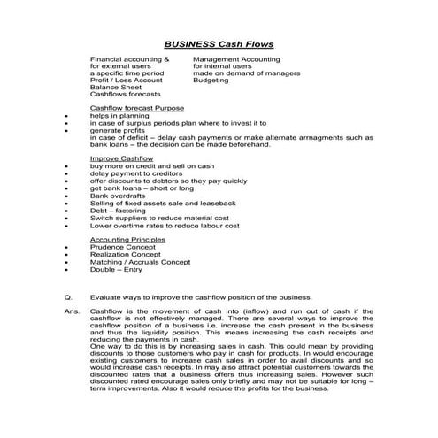 Business Cash flows Zimsec