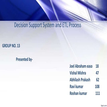 Decision Support System and ETL Process