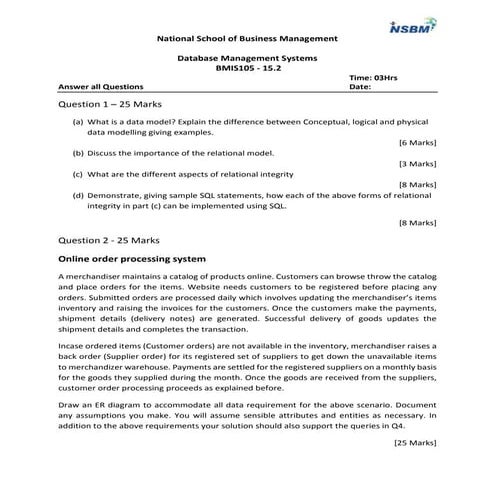 DB mangement systems paper