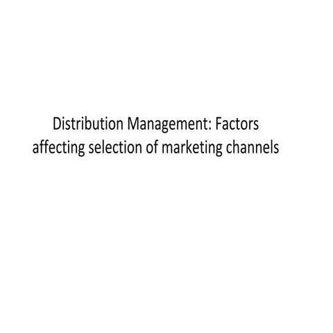 Marketing channels