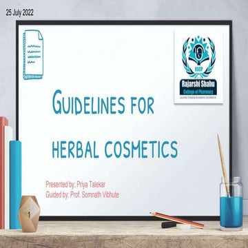 COSMOS guidelines for herbal cosmetics 