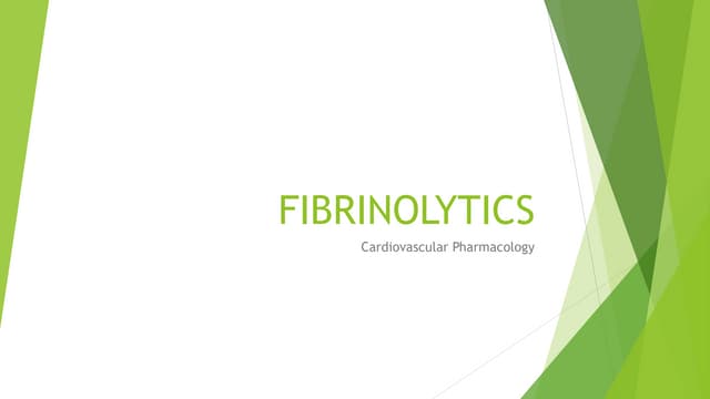 Fibrinolytic and antiplatelet drugs | PPTX