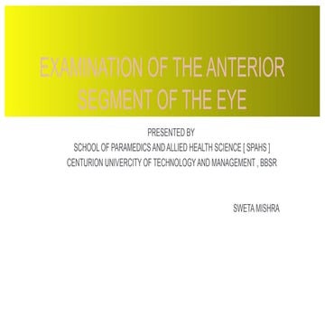 Examinations of Anterior Segment , Protocols of Using instruments