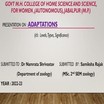 Adaptations (Levels, Types, Significance)