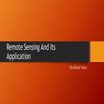 Application of Remote Sensing And GIS ..