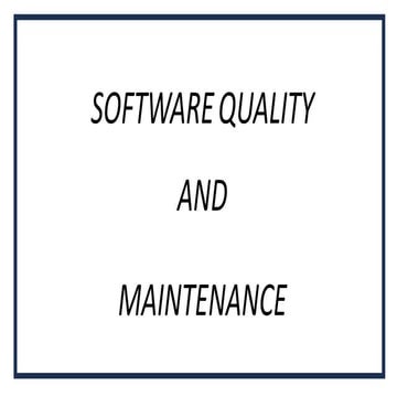 Software quality and maintainance      pdf