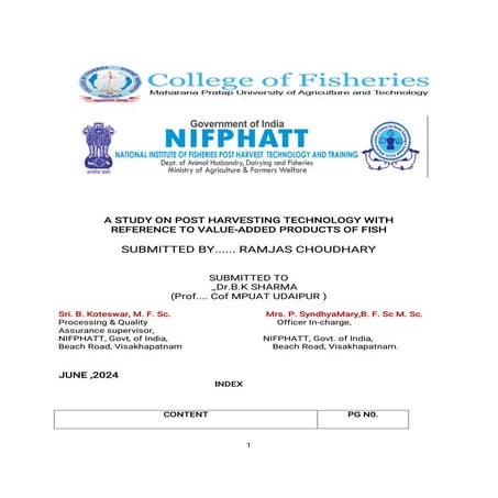 FISH PROCESSING & POST-HARVESTING TECHNOLOGY REPORTS