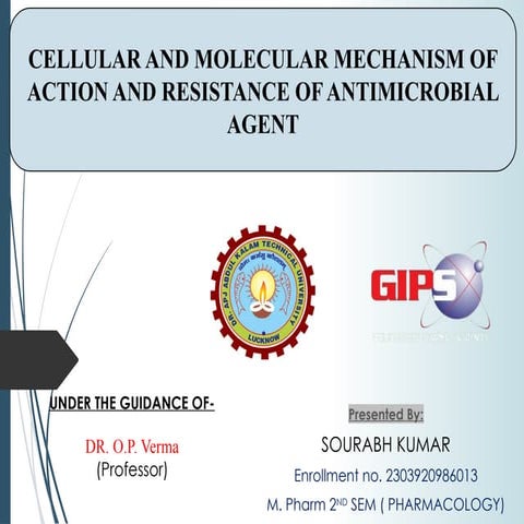 CELLULAR AND MOLECULAR MECHANISM OF ACTION AND RESISTANCE OF ANTIMICROBIAL AGENT