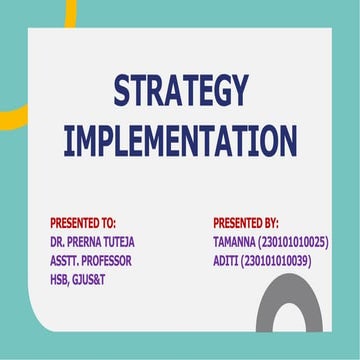 Strategy implementation in strategic management