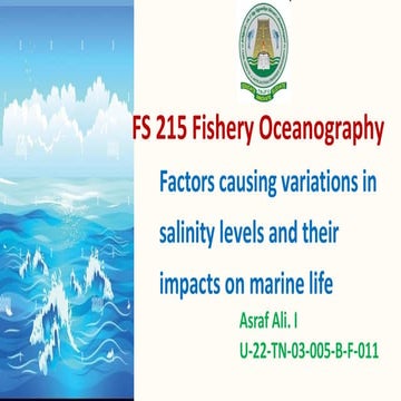 Factors causing variations in salinity levels and their  impacts on marine life