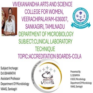 Clinical Laboratory Technology - ACCREDITATION BOARDS - COLA | PDF