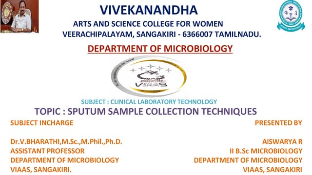 CLINICAL LABORATORY TECHNOLOGY-SPUTUM SAMPLE COLLECTION TECHNIQUES