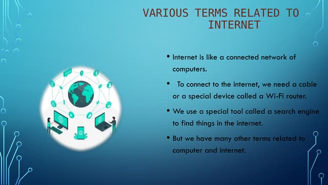 Various terms related to internet.(url, isp, intranet etc)