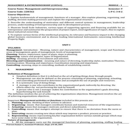 SSIT-Management and Entrepreneurship notes
