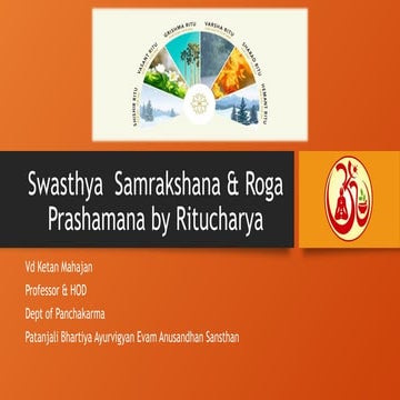 Swasthya Samrakshana and Rog Prashamana by Ritushodhana
