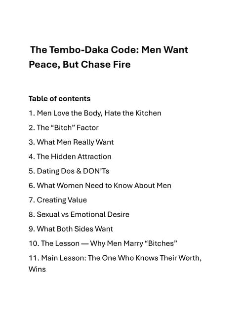 The Tembo-Daka Code: Men Want Peace, But Chase Fire