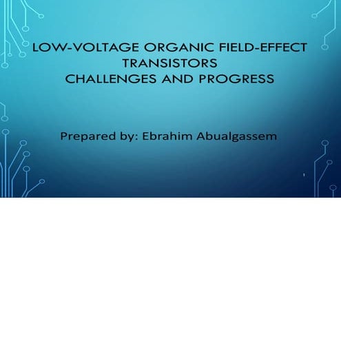 Low voltage organic field effect transistor | PDF
