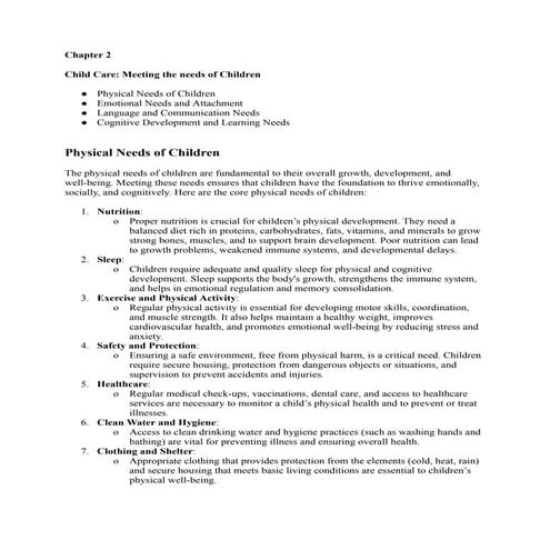 Child Care: Meeting the needs of Children doc