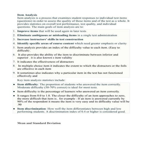 Eductional assessment course: item analysis statistics
