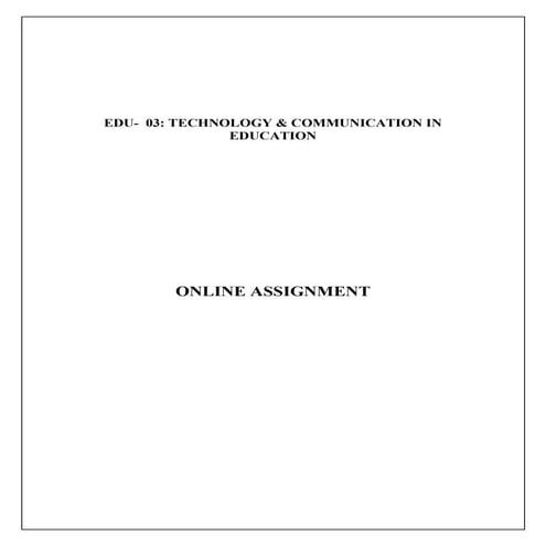 Education Technology - NCERT- ONLINE ASSIGNMENT | PDF