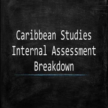 Caribbean studies Internal Assessment guide