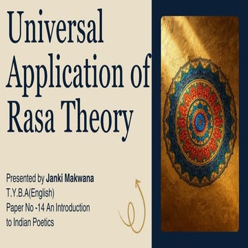 Universal Application of Rasa Theory in Indian Poetics and Arts | PDF