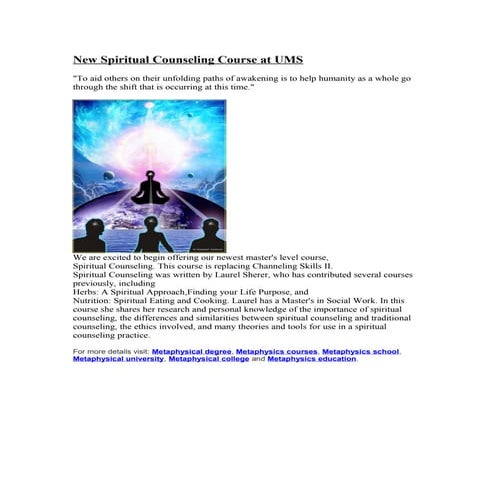 New Spiritual Counseling Course at UMS | PDF