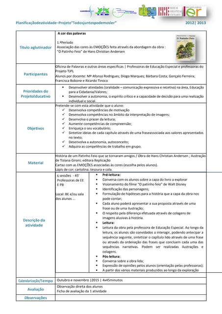 Doc 00 planificação o_patinho_feio_vf