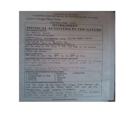 PHYSICAL ACTIVITIES IN THE NATURE