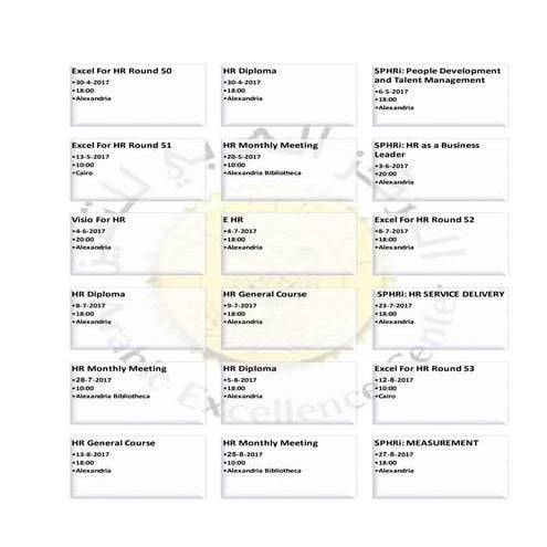 الخطة التدريببية للربع الثاني والثالث 2017