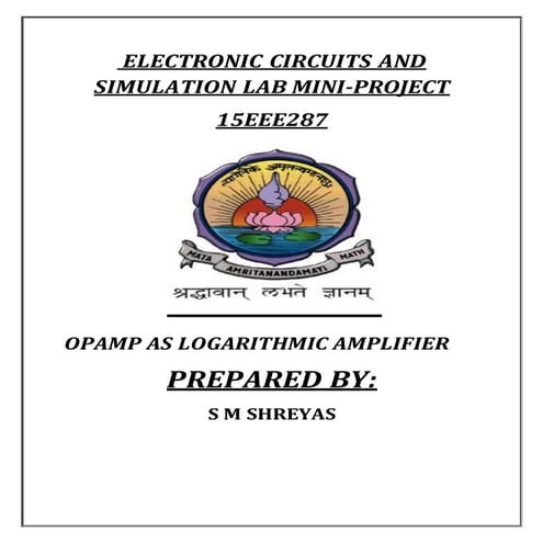 OPAMP as a logrithmic amplifier