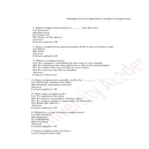 Data compression MCQs AKTU Final Year Examination