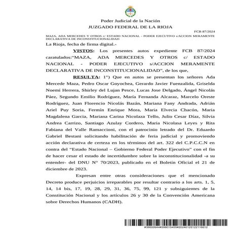 Juzgado Federal de La Rioja no habilitó la feria por DNU | PDF