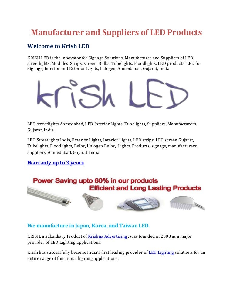manufacturer and suppliers of led product