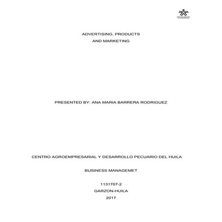 ADVERTISING, PRODUCTS AND MARKETING 