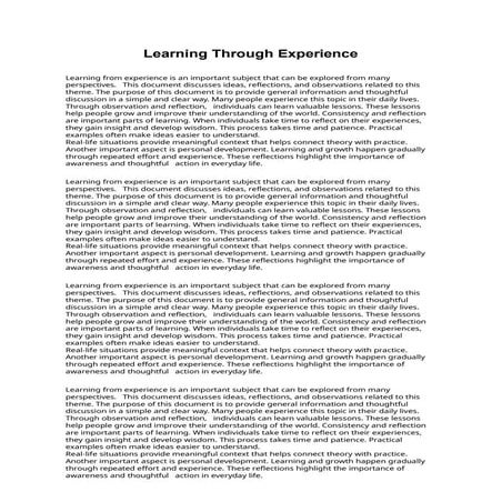 Learning Through Experience: Insights on Growth and Reflection | PPTX