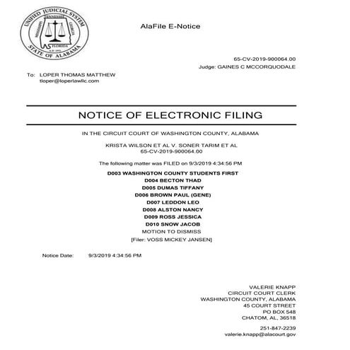 Woodland Preparatory (Washington County Students First) Motion to Dismiss