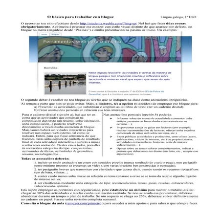 Guía básica para o traballo con blogues en 1º ESO