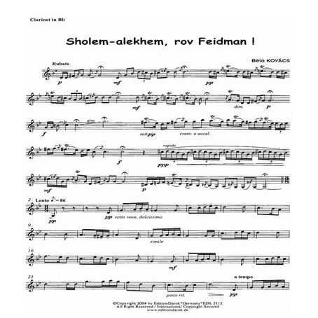 sholem-alekhem rov feidman clarinet