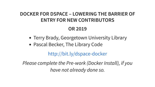 Workshop Docker for DSpace