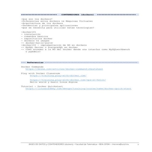 Docker 101 - dockers y Bases de Datos DB | PDF