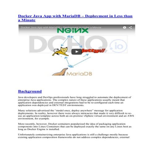 Docker Java App with MariaDB – Deployment in Less than a Minute