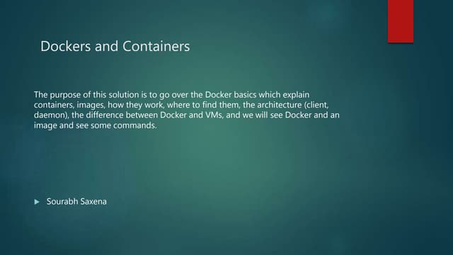 Dockers and containers basics
