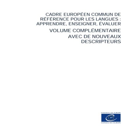 Cadre européen commun de référence pour les langues : apprendre, enseigner, évaluer (CECR)